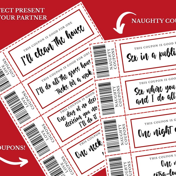 Naughty Sex Coupons Valentines Gift for Him Dirty Love Coupons Coupon Book Love Coupons for Boyfriend Husband Instant Printable Download