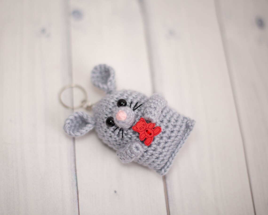 Crochet mouse keychain Miniature stuffed toy Knitted tiny Etsy