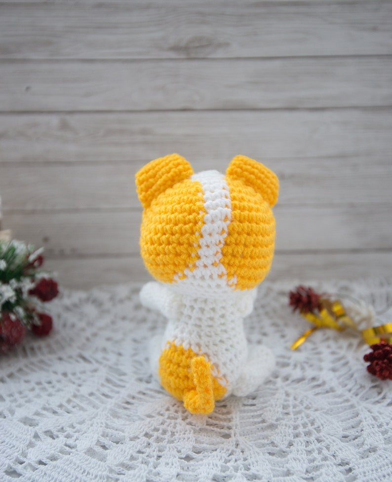 Stuffed puppy toy softie crochet yellow and white Gift crochet dog Miniature dog amigurumi Funny plush toy Tiny plushie dog Crochet puppy