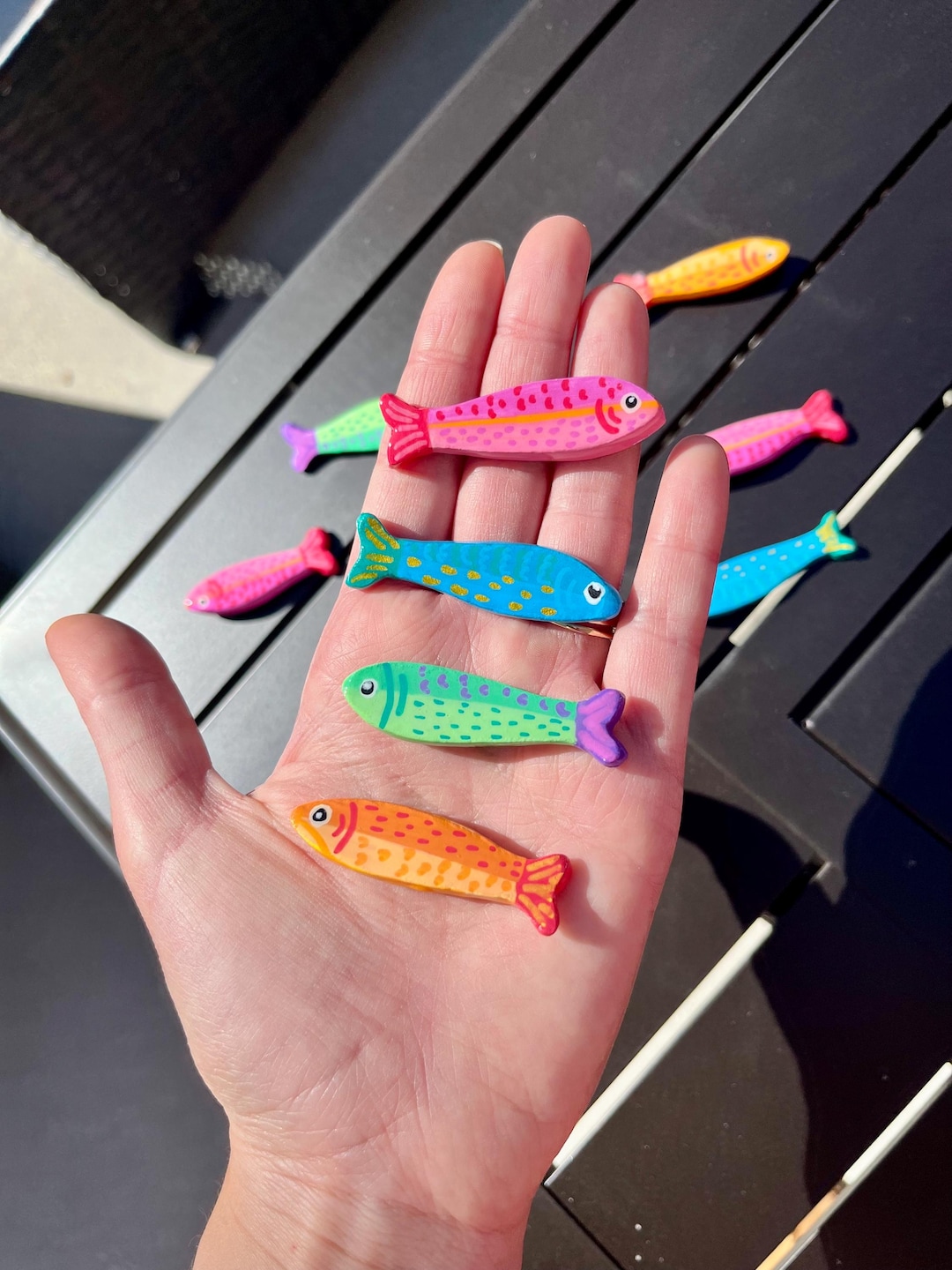 Handmade Colorful Fish Magnets – Set of 4 – Air Dry Clay – Cute Fridge ...