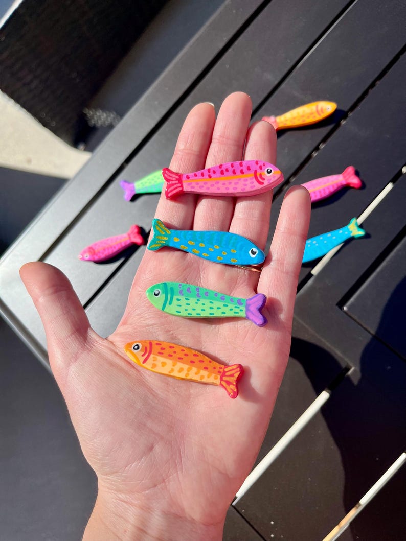 Handmade Colorful Fish Magnets – Set of 4 – Air Dry Clay – Cute Fridge ...
