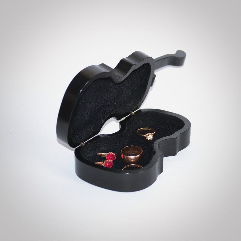 Wooden violin jewelry box Miniature guitar unique engagement Etsy