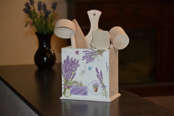 Shabby Chic Lavender Desk Organizer Kitchen Utensil Holder Etsy