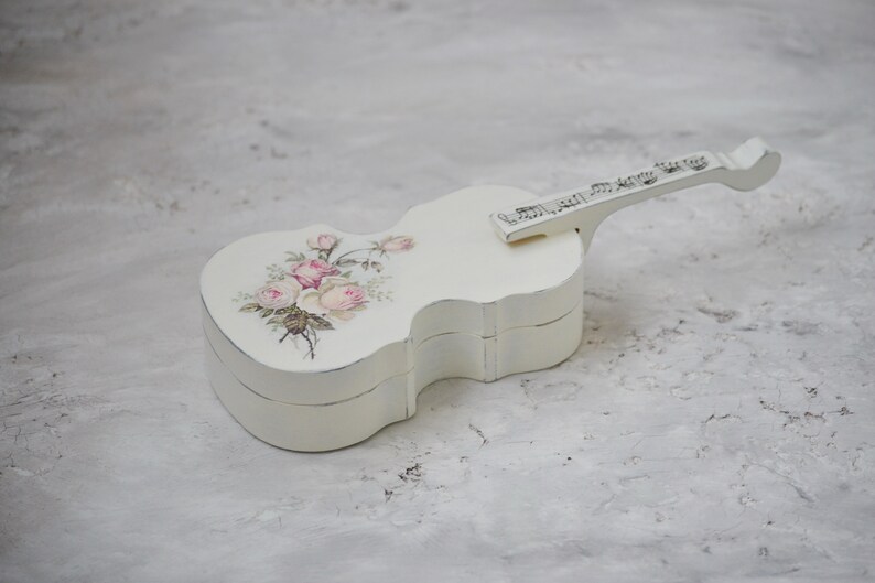 Personalized Wood Violin Jewellery Box Shabby Bedroom Vanity Etsy