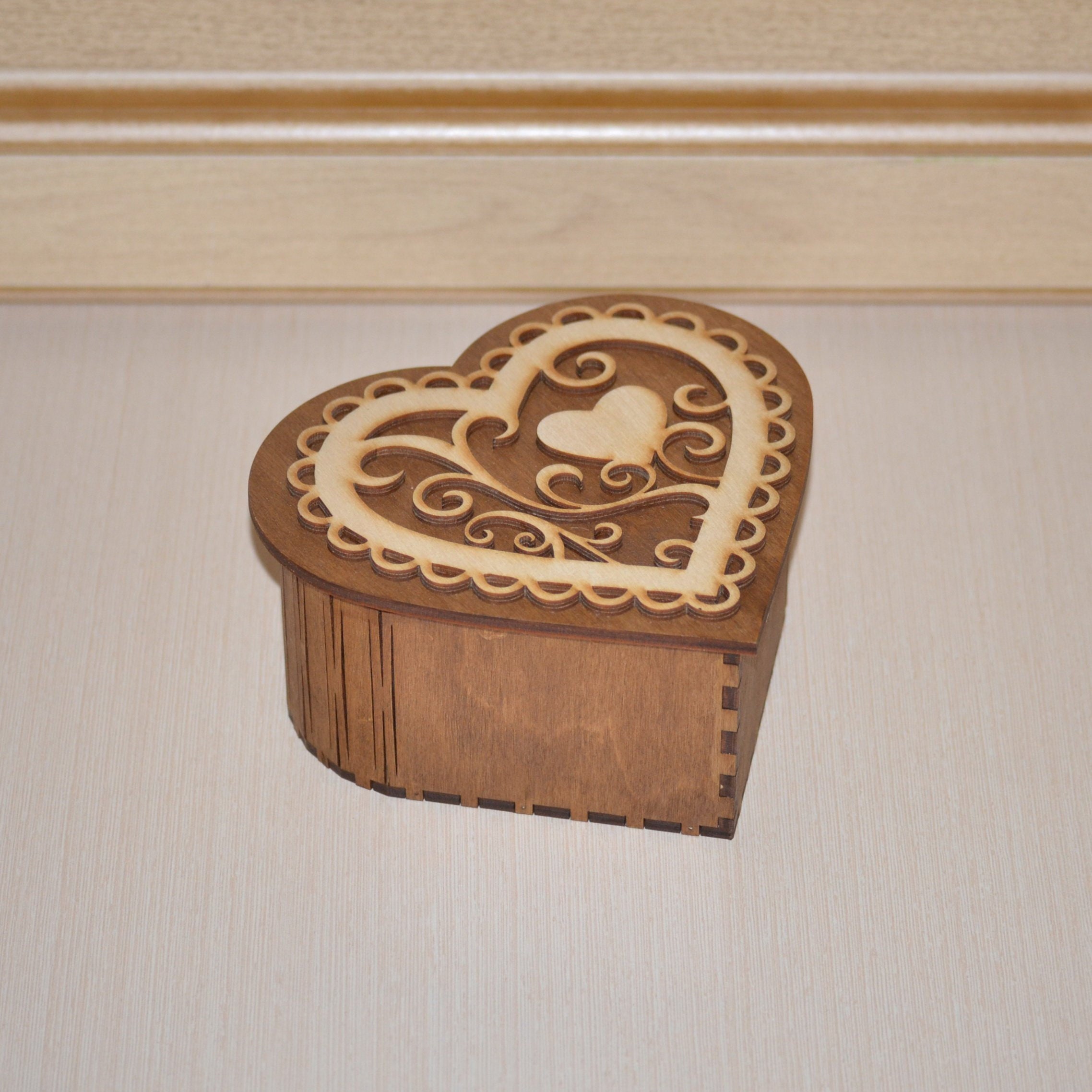 Wooden jewelry box Keepsake heart shaped wood storage Etsy