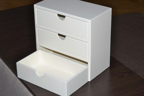 White Decor Chest Drawers Wood Desk Organizer Jewelry Rustic Etsy