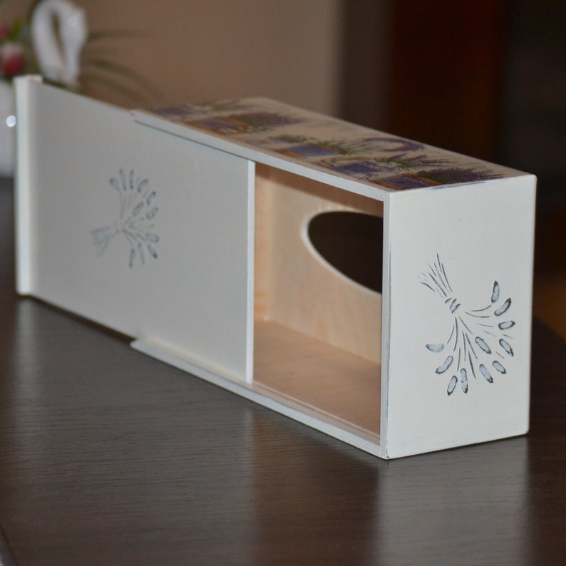 Wooden lemon decor tissue box cover Kleenex Wood kitchen canister Shabby chic yellow cottage Home storage Lavender gift for wife