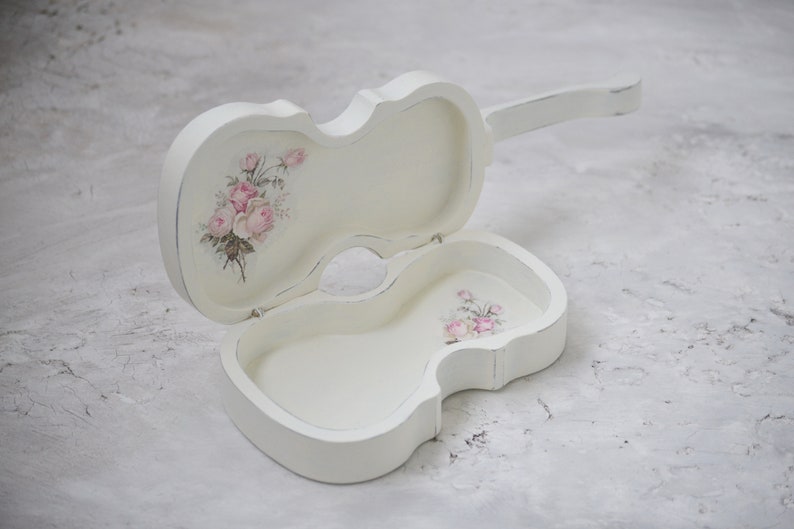 Personalized Wood Violin Jewellery Box Shabby Bedroom Vanity Etsy
