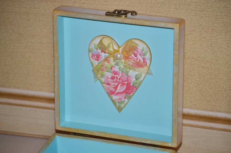 Blue jewelry box peacock Gold wooden keepsake Victorian memory Etsy