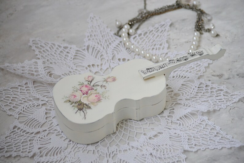 Personalized Wood Violin Jewellery Box Shabby Bedroom Vanity Etsy
