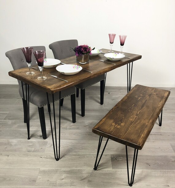 Solid Wood Handmade Rustic Hairpin Leg Desk