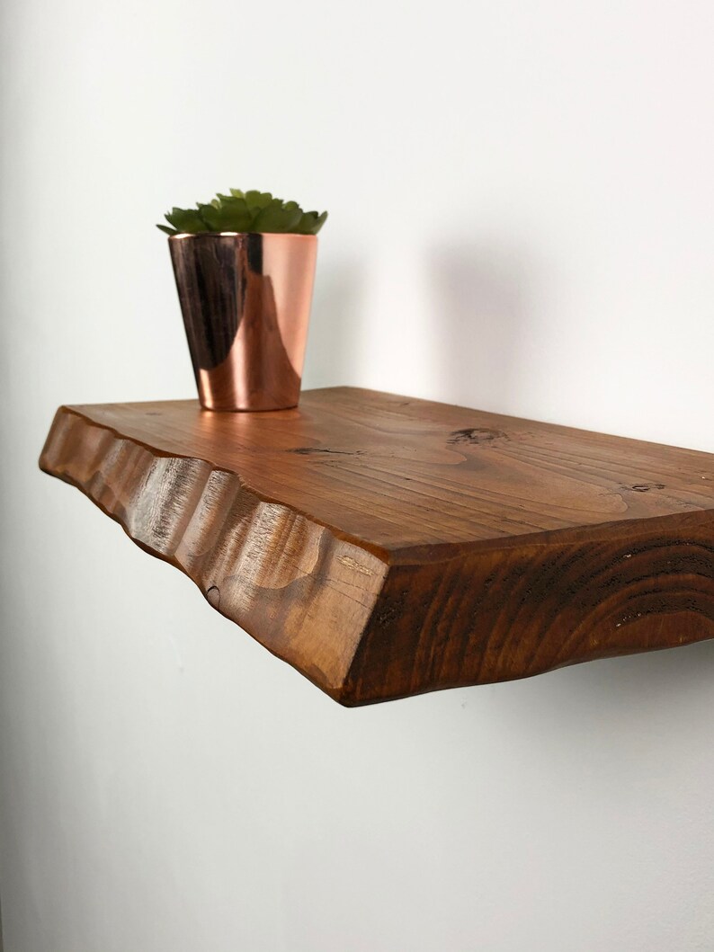 Waney Edge Rustic Floating Shelves Premium Wax Finish Solid Etsy Denmark