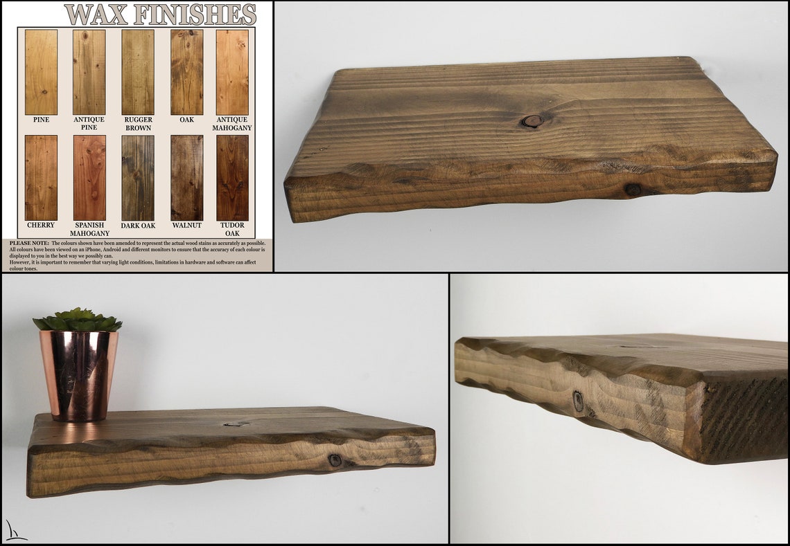 Rustic Floating Shelf Premium Wax Finish Solid Chunky Wooden Etsy UK