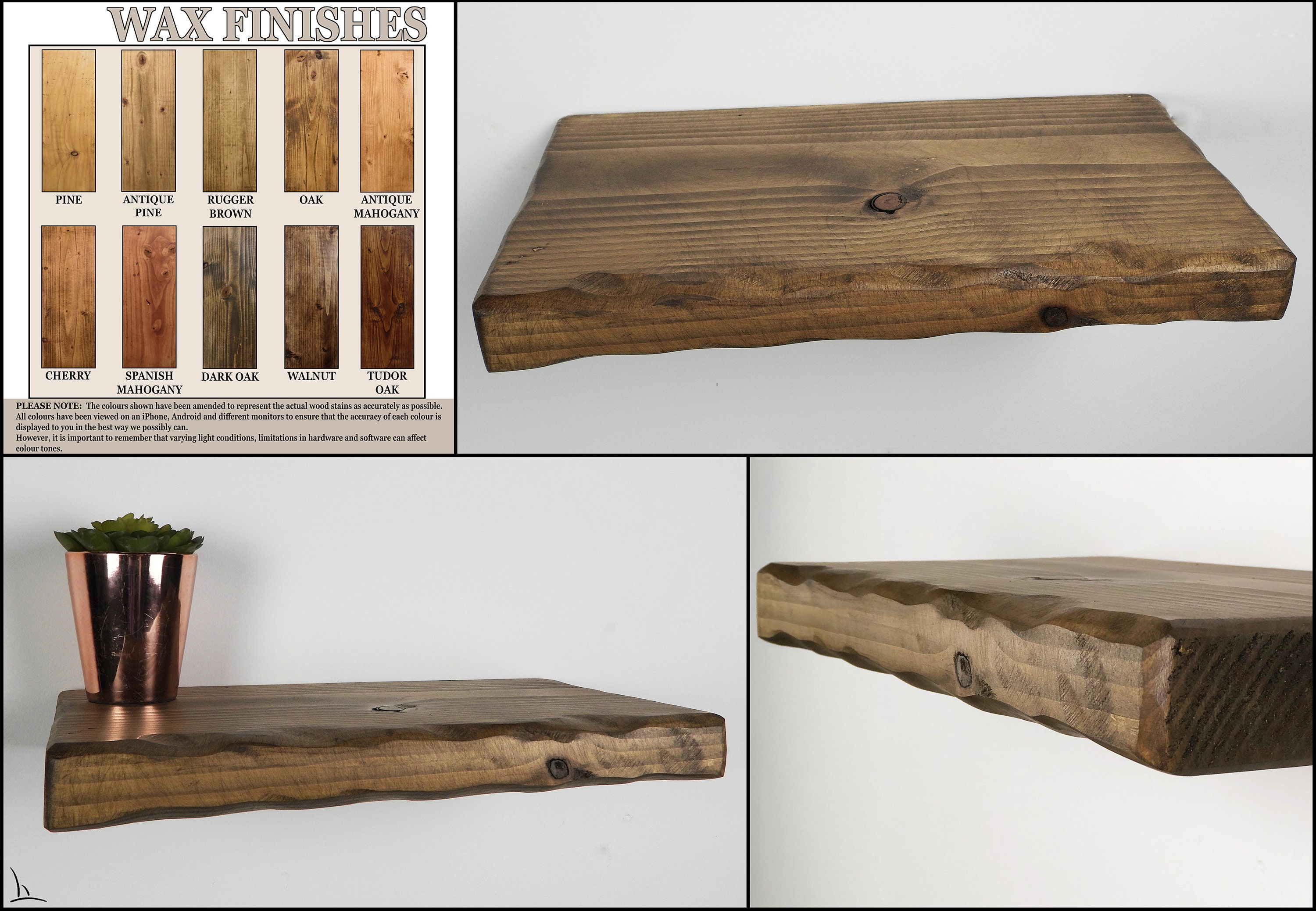 Rustic Floating Shelf Premium Wax Finish Solid Chunky Wooden Etsy UK