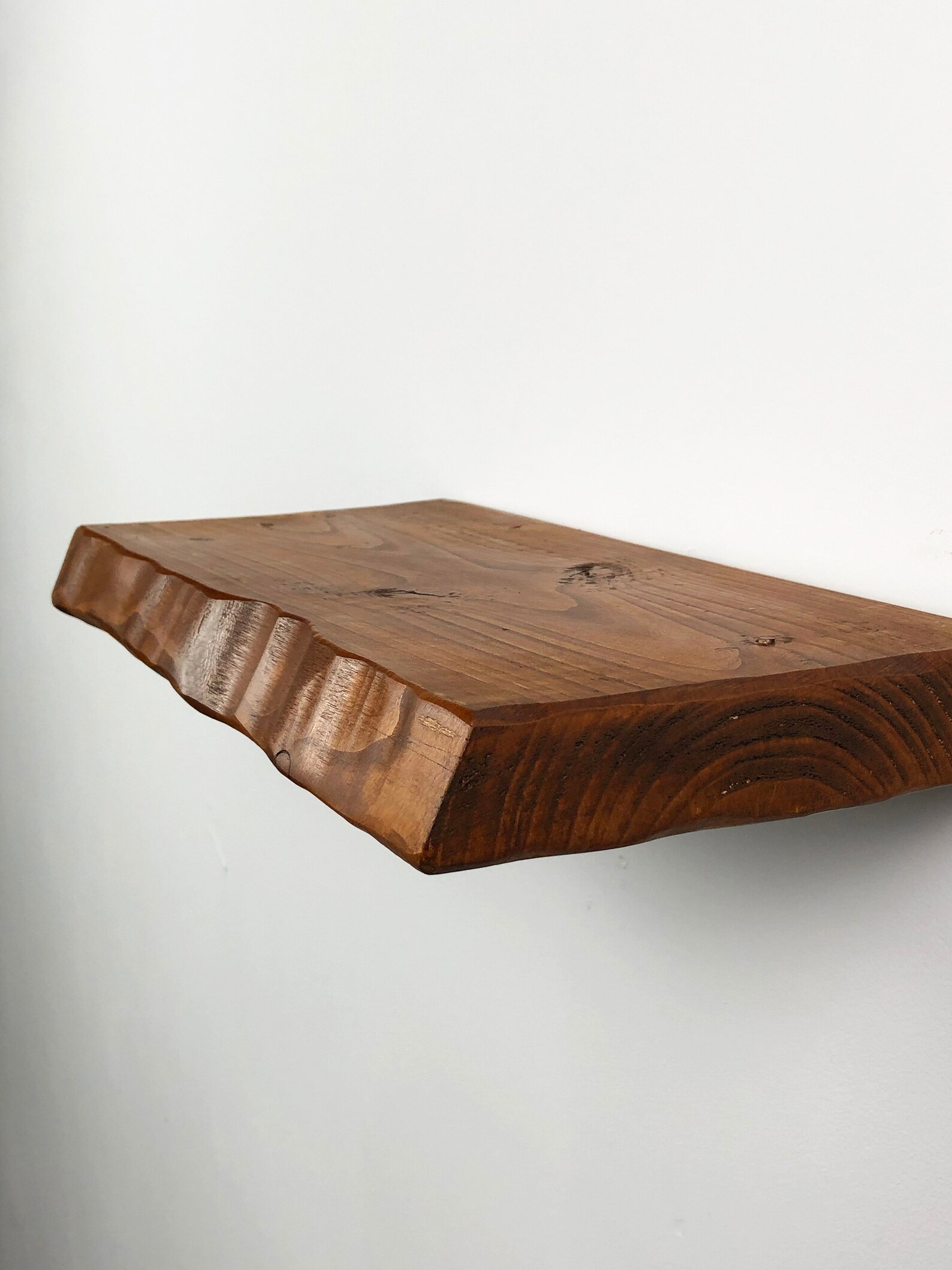 Waney Edge Rustic Floating Shelves Premium Wax Finish Solid Etsy UK