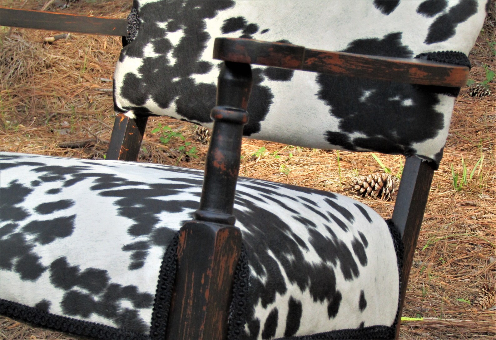 Vintage Black and White Faux Cowhide Black Distressed Rocking Etsy