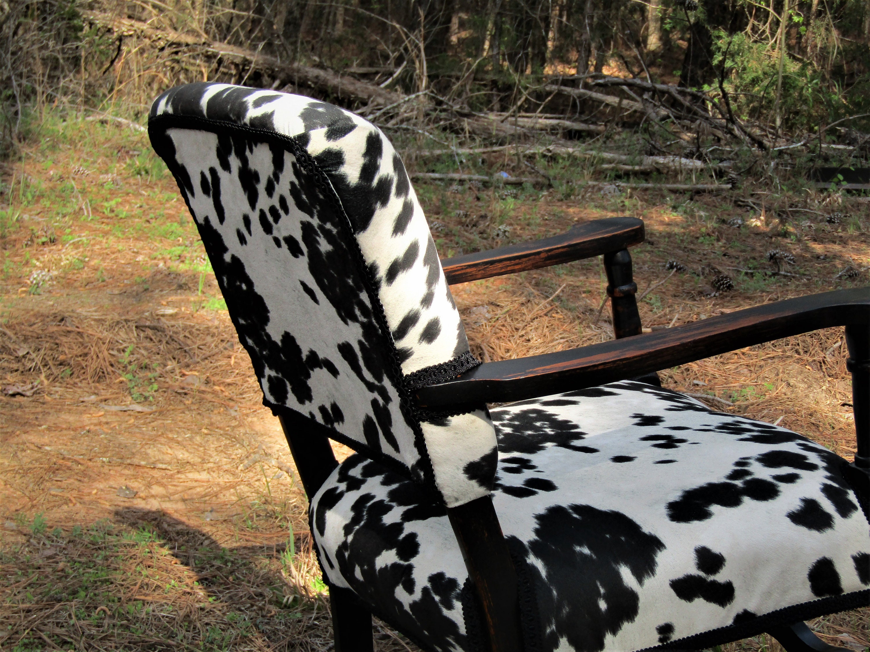 Vintage Black and White Faux Cowhide Black Distressed Rocking Etsy