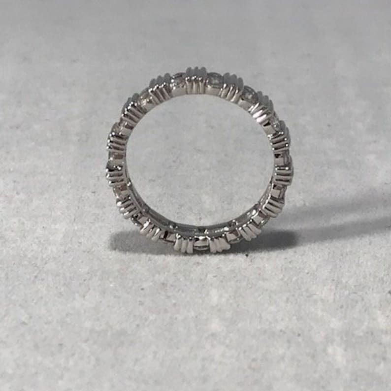 Sterling Silver Eternity Band Wedding Ring with Cubic Zirconia
