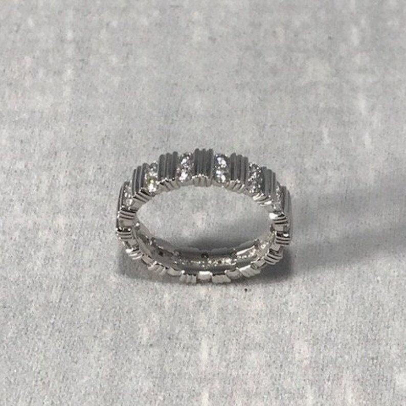 Sterling Silver Eternity Band Wedding Ring with Cubic Zirconia