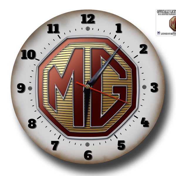 Classic MG Marque 10" round metal wall clock.