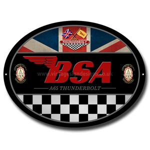 B.S.A A65  Thunderbolt machine cut / profiled oval metal sign.Officially Licensed  B.S.A Product.© &™ BSA