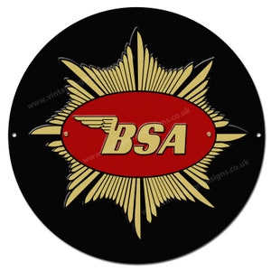 BSA Motorrad-Wandschild aus Metall mit 30 cm Durchmesser.