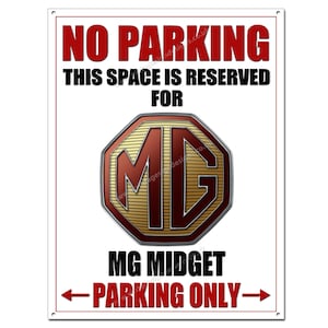 MG Midget Parking Only Metal Sign 16&quot;x12&quot;