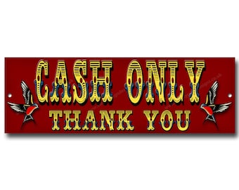 Tattoo Studio Cash Only Metallschild. Größe 12 "x 4" Tattoo Parlour,Tattoo Shop Zeichen.
