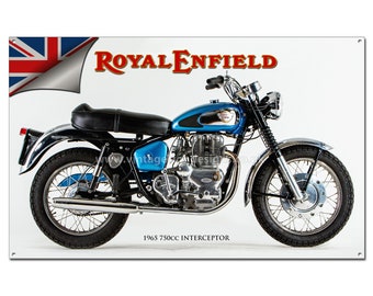 Royal Enfield Interceptor Motorcycle art metal sign size 12"x19.5"