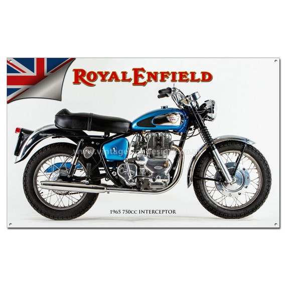 Royal Enfield Interceptor Motorcycle Art Metal Sign Size
