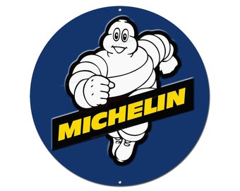 Michelin Tyres metal display sign size 12" Diameter Garage wall decor.