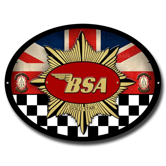BSA A50  Starオリジナル ビンテージエンブレム 60's B.S.A Gold Star Machine Cut / Profiled Oval Metal Sign.officially