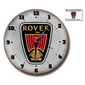 Classic Rover car Marque 10&quot; round metal wall clock.