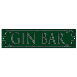 Old Pub Style Gin Bar metal sign. size 12&quot;x 3&quot; Home Bar Decor.