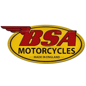 BSA Motorrad Made In England Machine Cut Reproduktion Werbeschild aus Blech. Größe 9 &quot;x 20&quot;