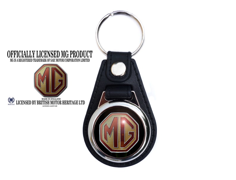 Officially licensed MG faux leather key ring / fob. image 1