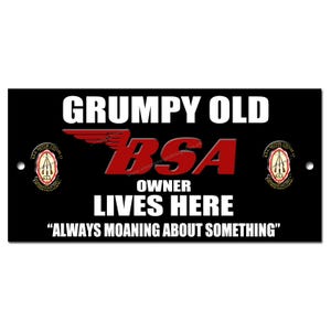 Grumpy Old Bsa Besitzer Lives Here Metallschild. Ca. 21 cm x 9 cm