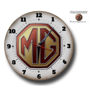 Classic MG Marque 10" round metal wall clock.