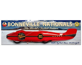 The World's Fastest Indian Burt Munro 1967 Bonneville Nationals Motorrad Kunst Metallschild Größe 6 "x 19,5"
