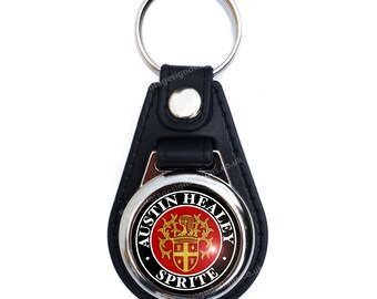 Austin Healey Sprite round key ring / fob.