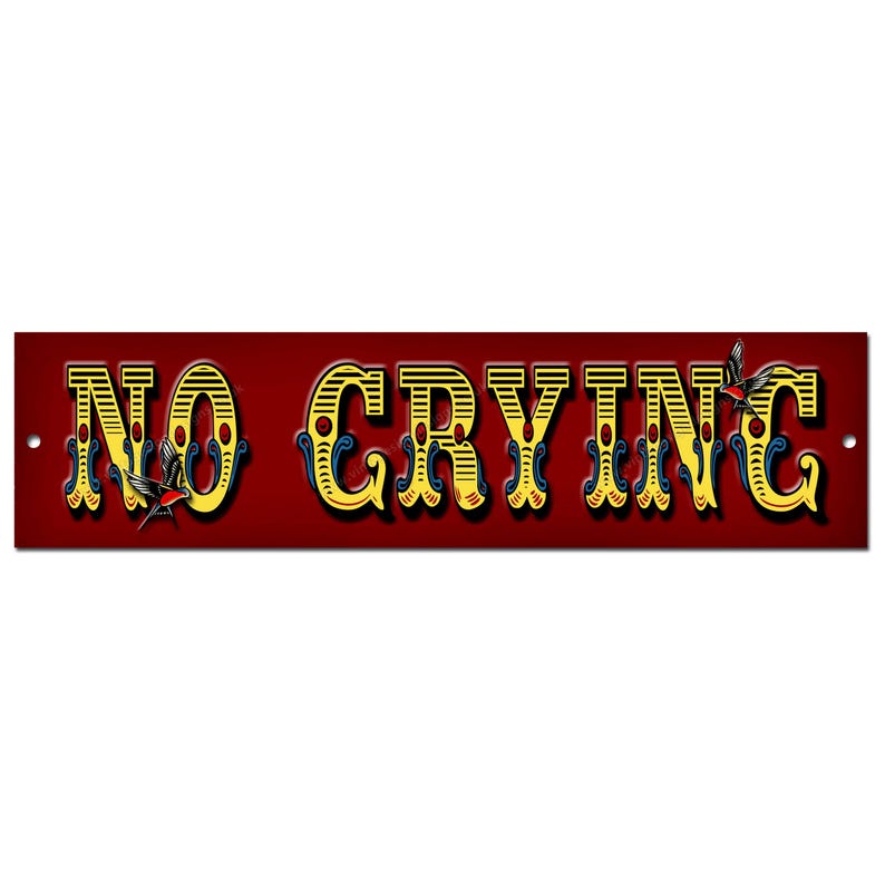Tattoos Studio - No Crying Metallschild. Größe 12 "x 3" Tattoo Studio Zeichen. Bild 1