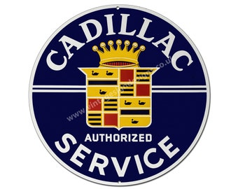 Cadillac Service 12 "Durchmesser Metallschild.