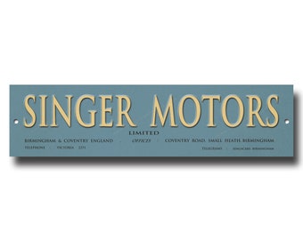 Enseigne / décoration murale Singer Motors Limited en métal de haute qualité.