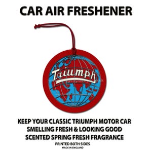 Classic Triumph Motor Car Hanging Air Freshener.