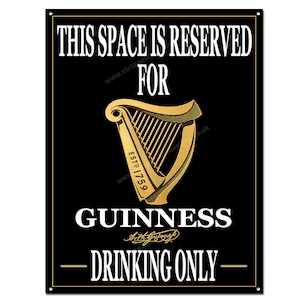 Guinness Drinking Only metal sign size 16&quot;x12&quot;