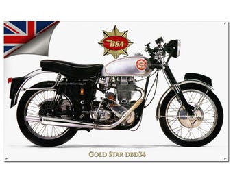 BSA Goldstar Dbd34 Motorrad art Metallschild 30x50cm