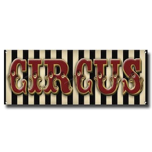 Circus Black and Cream Stripes Reproduction metal sign size 16"x 6"