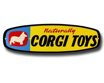 Naturally Corgi Toys Letrero de metal ovalado.