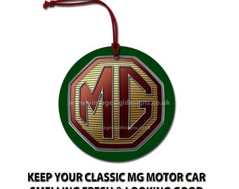 Klassischer MG Autolufterfrischer zum Aufhängen.