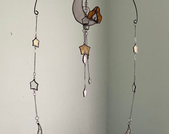 Baby Mobile - Babys Bedroom Decor, Newborn Baby, Nursery Decor, Stained Glass Mobile, Stars and Moon Theme, Hanging Mobile